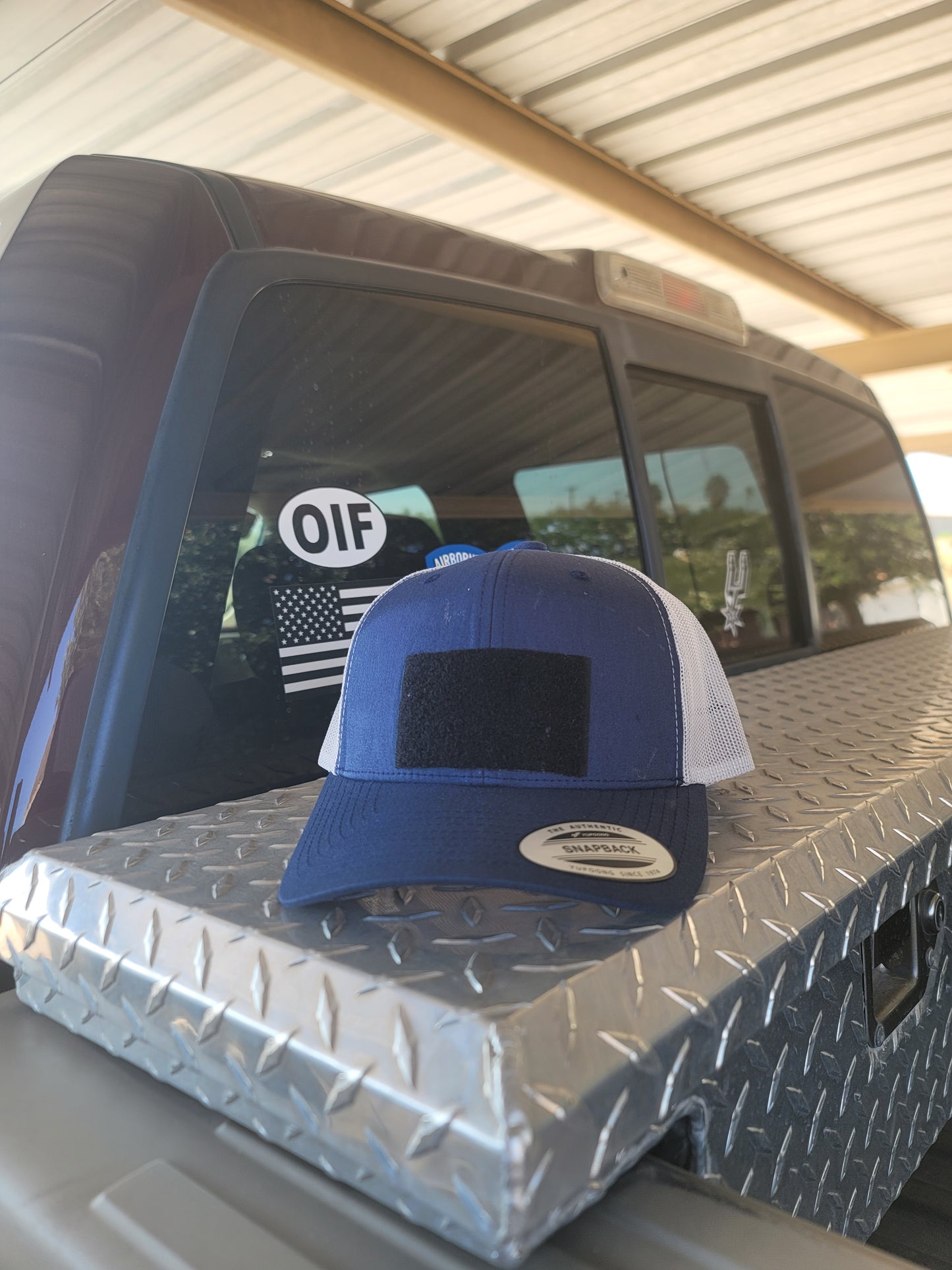 Navy and Silver Trucker cap
