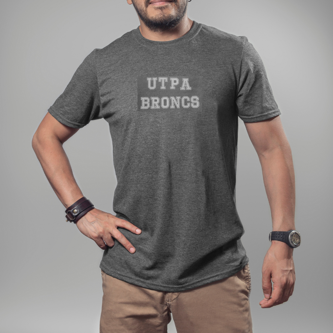 Personalized t-shirt with UTPA style Bronc
