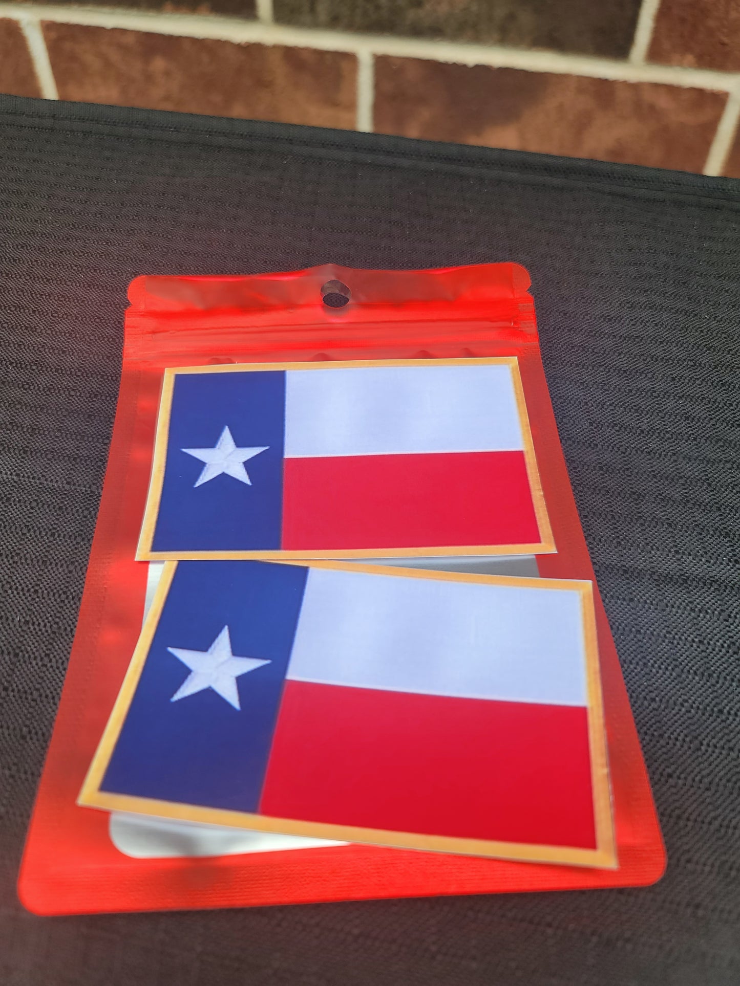 Sticker, Texas flag with Gold border